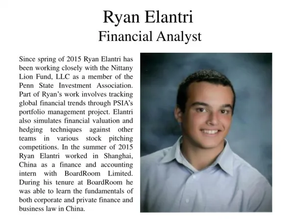 Ryan Elantri - Financial Analyst