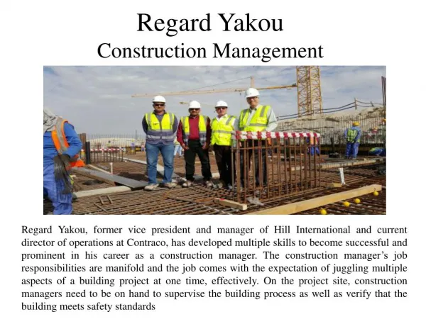 Regard Yakou - Construction Management