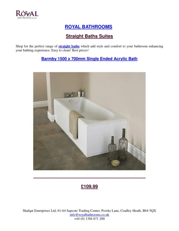 Straight Baths Suites | RoyalBathrooms