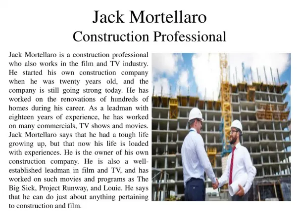 Jack Mortellaro - Construction Professional
