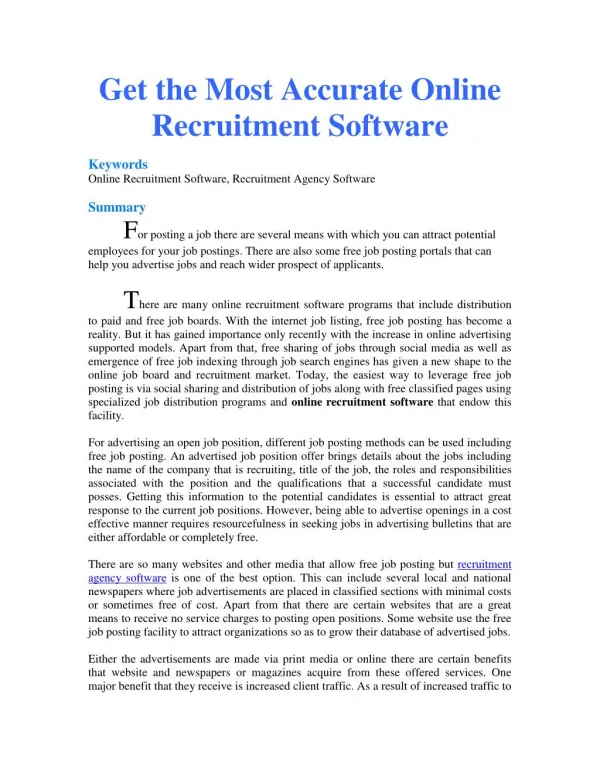Get the Most Accurate Online Recruitment Software