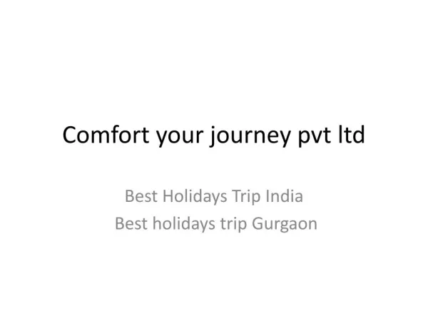 Comfort your journey pvt ltd