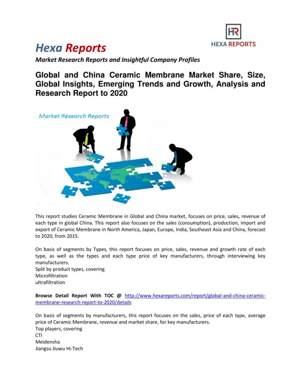 Global and China Ceramic Membrane Market Share, Size, Global Insights, Emerging Trends and Growth, Analysis and Researc