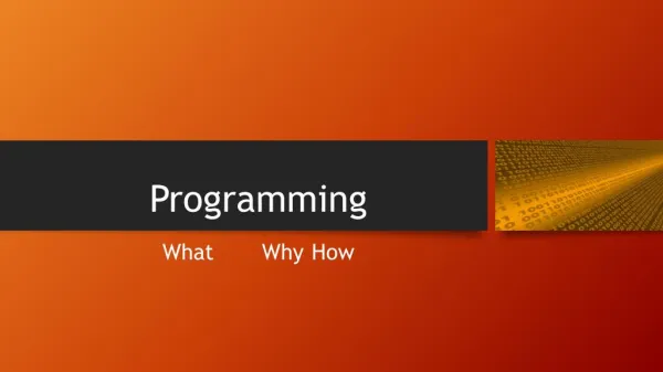 Programming What - Why - How