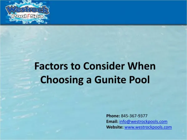Factors to Consider When Choosing a Gunite Pool
