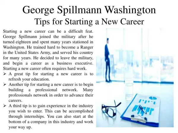 George Spillmann Washington Giving Tips for Starting a New Career