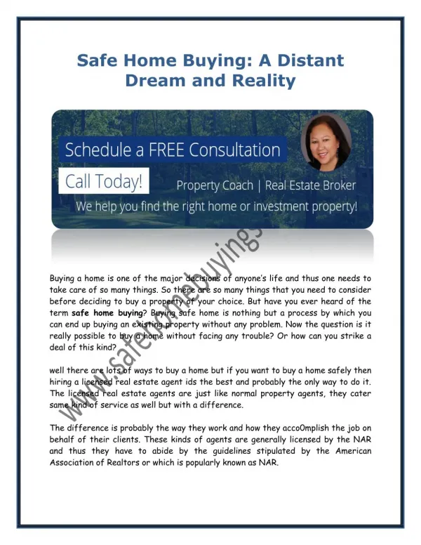 Safe Home Buying: A Distant Dream and Reality