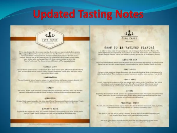Updated Tasting Notes
