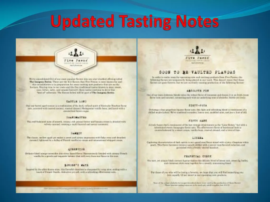 updated tasting notes