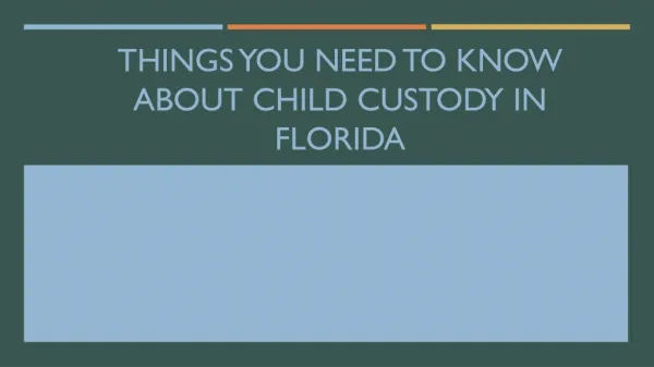 Things You Need to Know About Child Custody in Florida