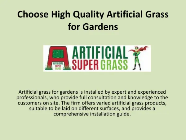 Choose high Quality Artificial Grass for Gardens