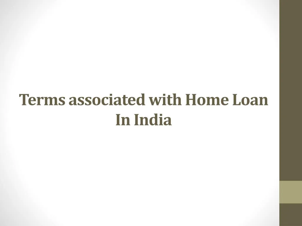 terms associated with home loan in india