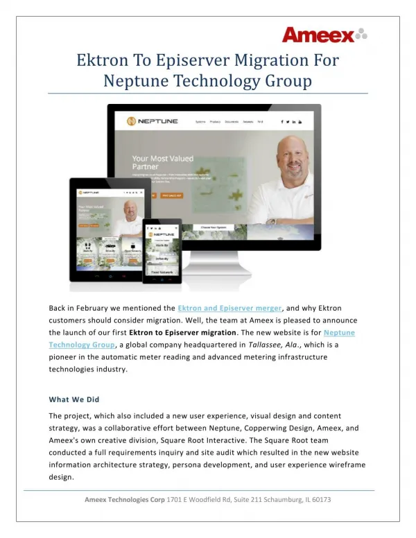 Ektron to Episerver Migration for Neptune Technology Group