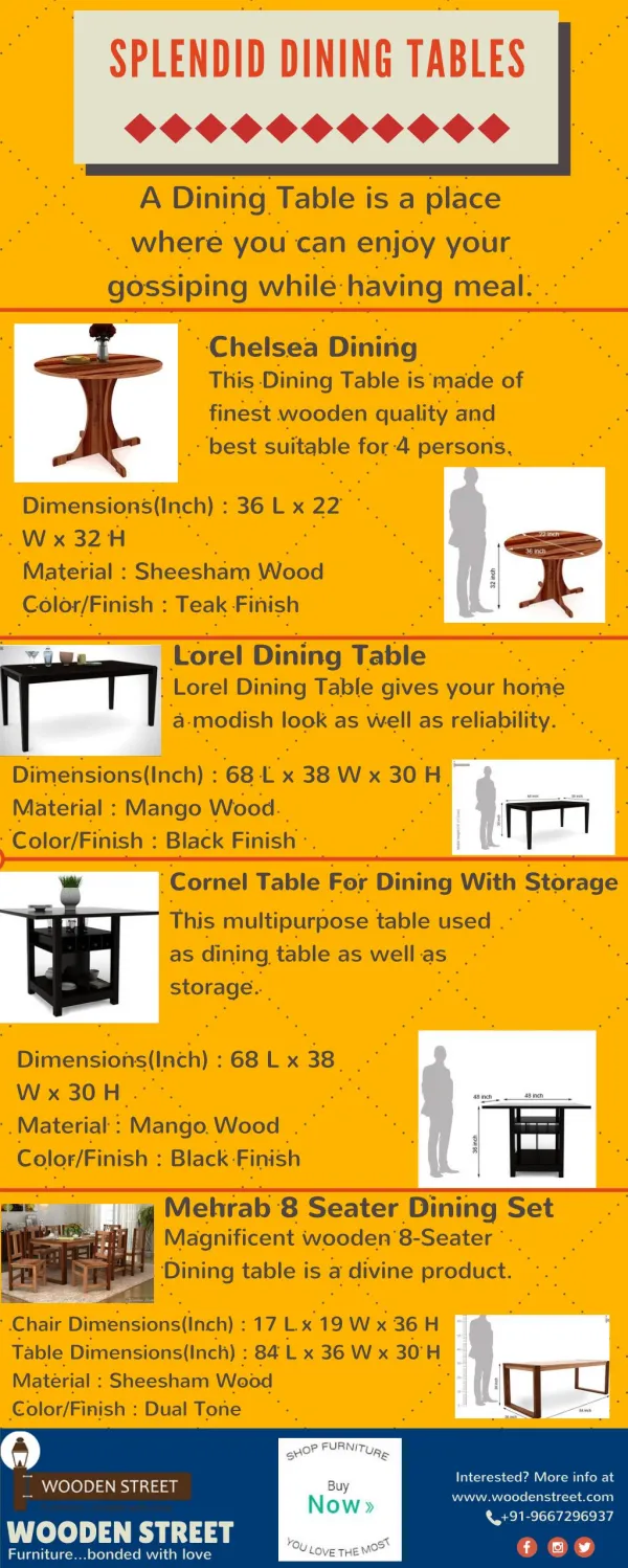 Wooden Dining Tables for your home @ Wooden Street on Discount