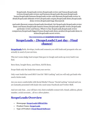 ScopeLeads TRUTH review and EXCLUSIVE $25000 BONUS - slide 1