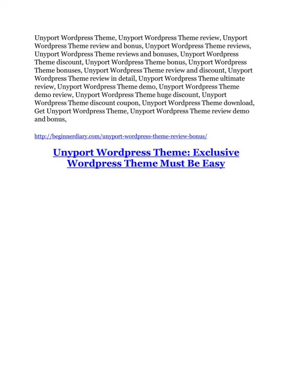 Unyport Wordpress Theme review-$16,400 Bonuses & 70% Discount