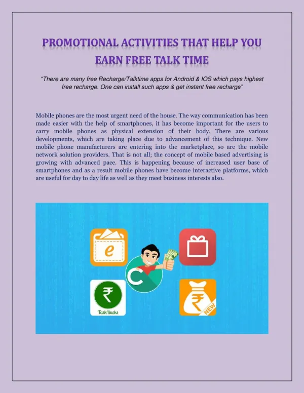 Promotional Activities that Help You Earn Free Talk Time