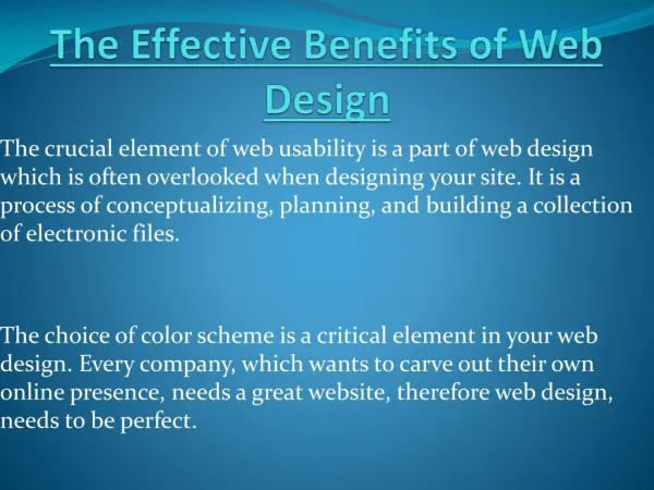 Web Design Effective Benefits