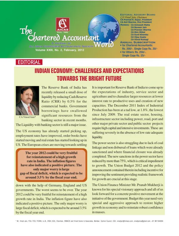 INDIAN ECONOMY: CHALLENGES AND EXPECTATIONS