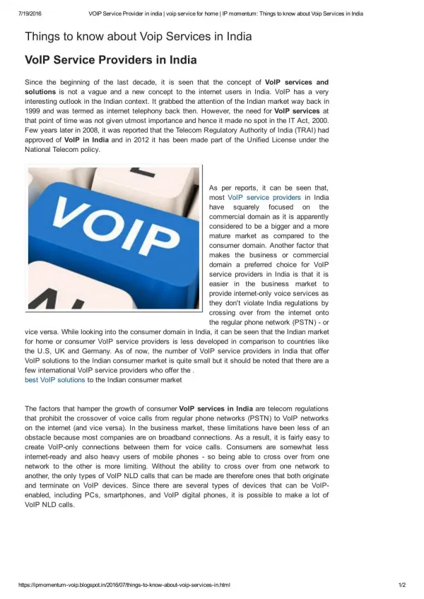 Things to know about Voip Services in India