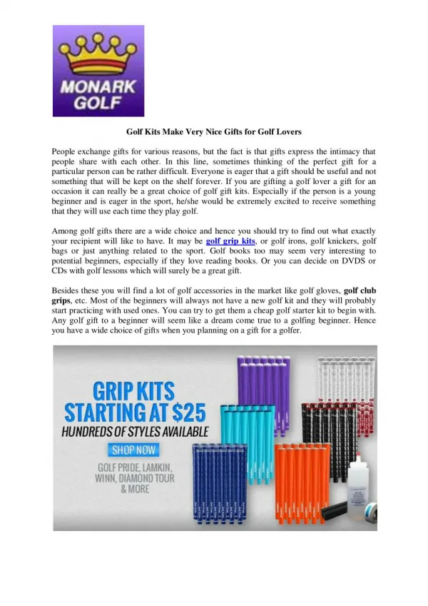 Golf Kits Make Very Nice Gifts for Golf Lovers