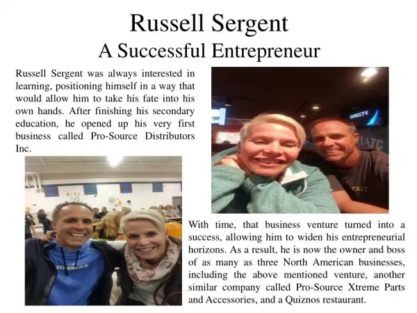 Russell Sergent A Successful Entrepreneur