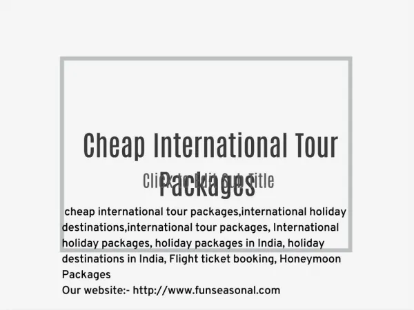 Cheap International Tour Packages