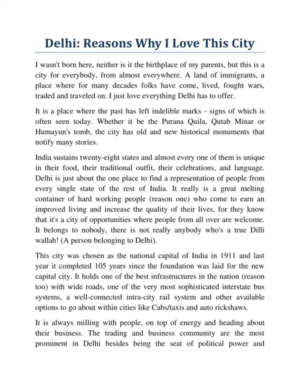 Delhi: Reasons Why I Love This City