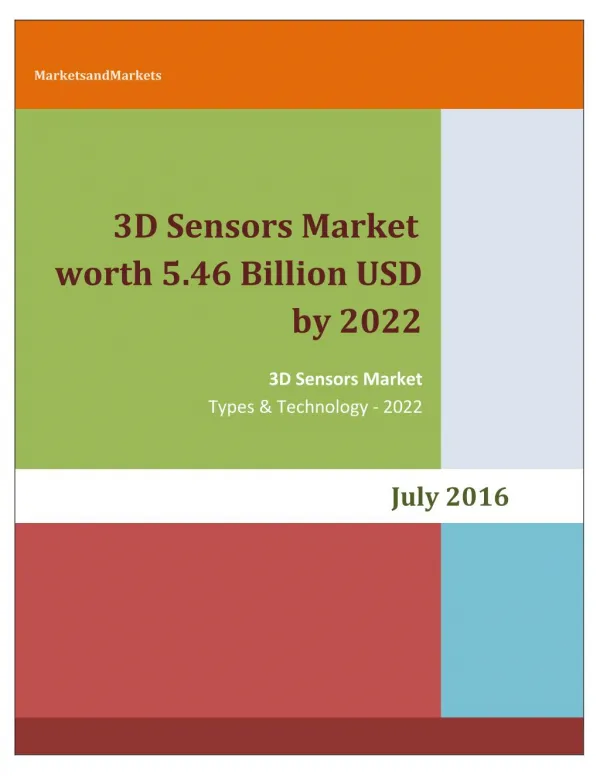 3D Sensors Market worth 5.46 Billion USD by 2022