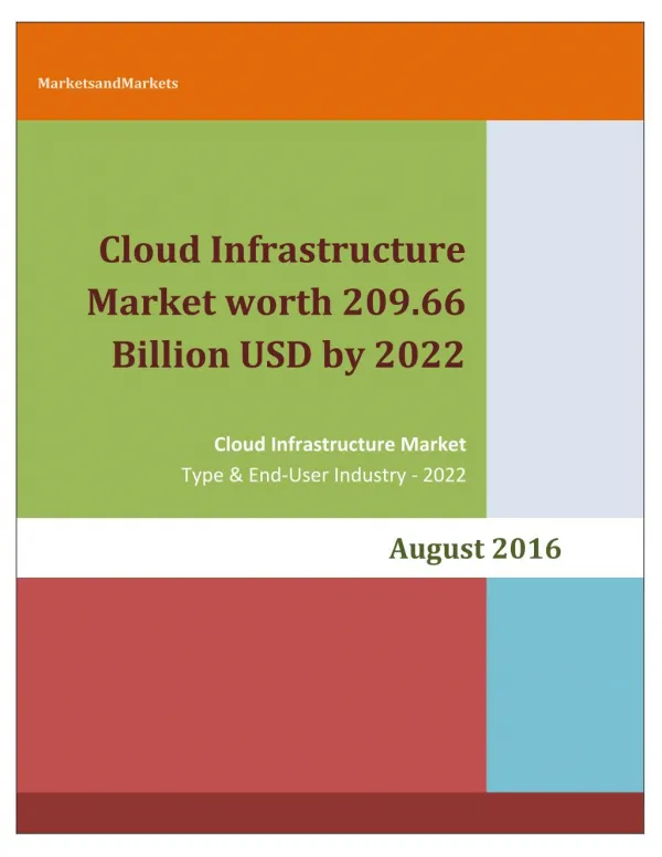 Cloud Infrastructure Market worth 209.66 Billion USD by 2022