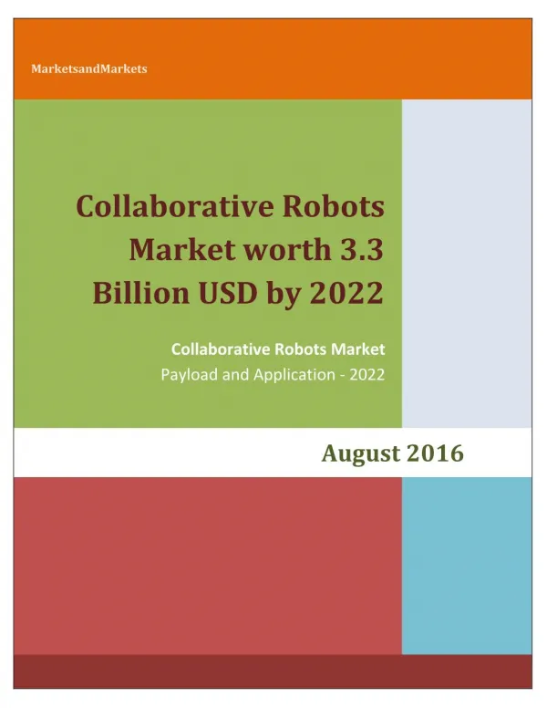 Collaborative Robots Market worth 3.3 Billion USD by 2022