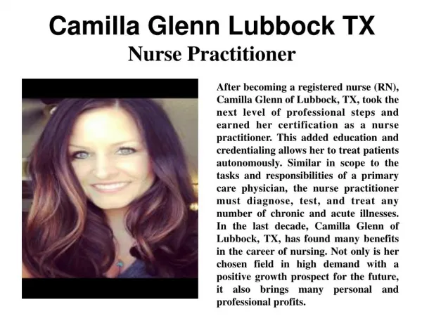 Camilla Glenn Lubbock TX - Nurse Practitioner
