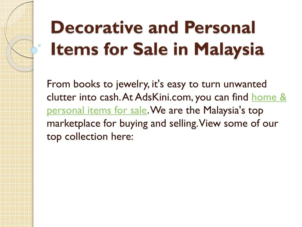 decorative and personal items for sale in malaysia
