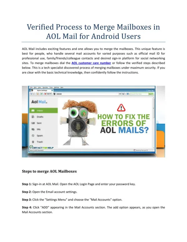 Verified Process To Merge Mailboxes In AOL Mail For Android Users