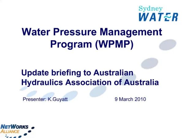 Water Pressure Management Program WPMP
