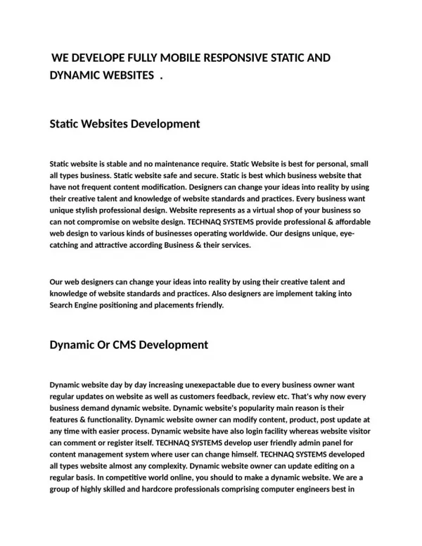 web developing and designing