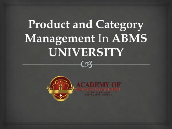 Product and Category Management In ABMS UNIVERSITY