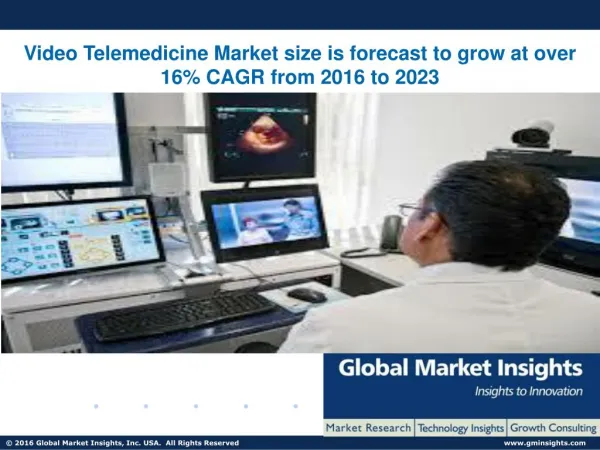 Video Telemedicine Market size is forecast to grow at over 16% CAGR from 2016 to 2023