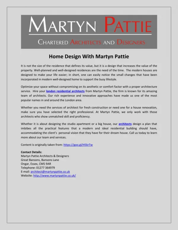 Home Design With Martyn Pattie