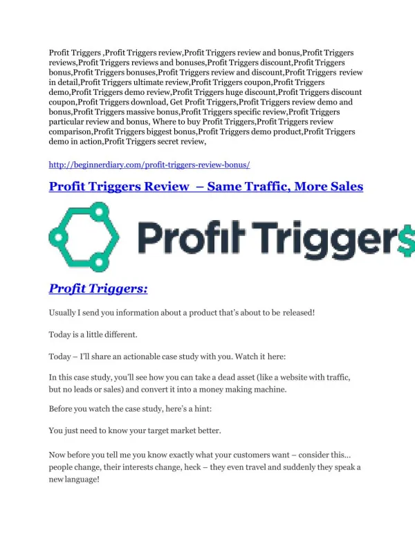 Profit Triggers review - Profit Triggers top notch features
