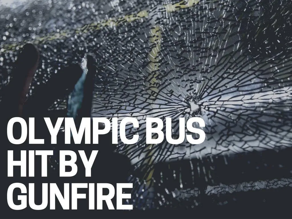 olympic transport hit by gunfire