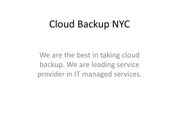 Cloud Backup NYC