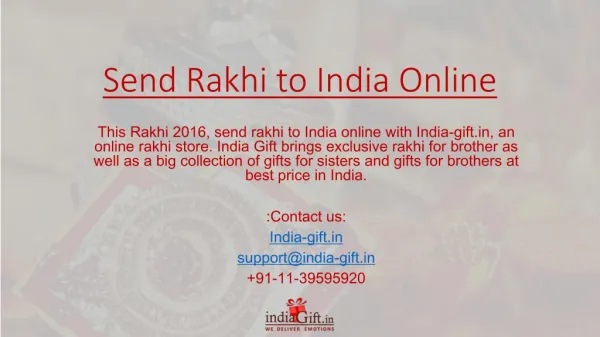 Send Rakhi to India and Rakhi Gifts to India
