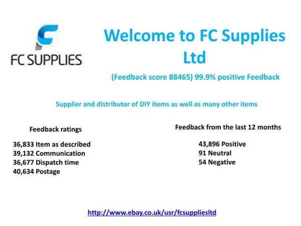 FC Supplies LTD - Supplier and distributor of DIY items as well as many other items