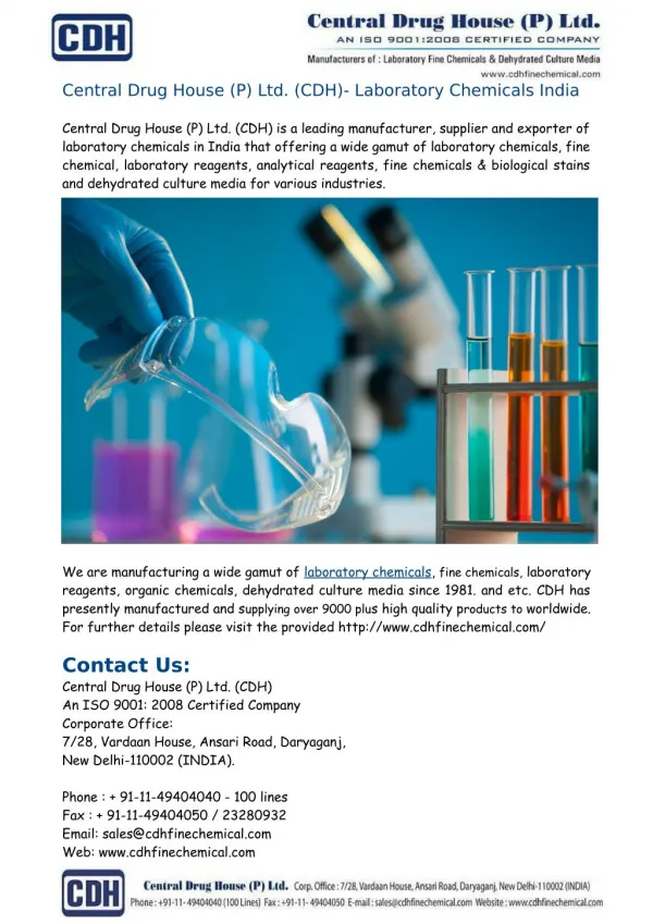 CDH- Laboratory Chemicals Suppliers India