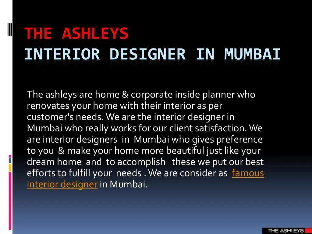 the ashleys interior designer in mumbai