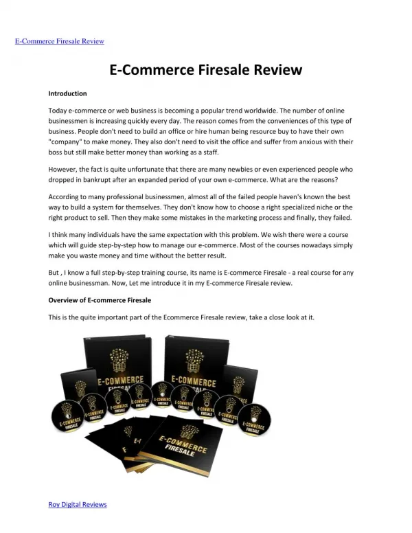 E-commerce Firesale review - Why you should buy it?