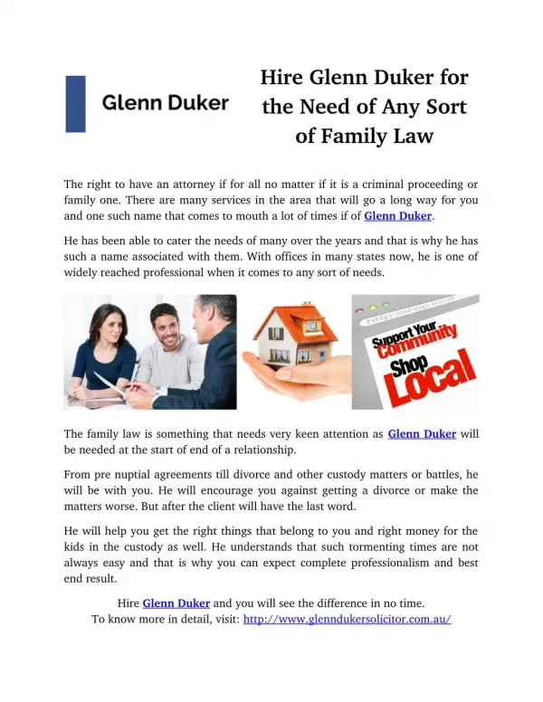 Hire Glenn Duker for the Need of Any Sort of Family Law