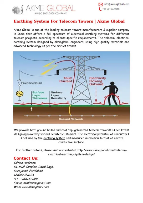 Earthing System For Telecom Towers