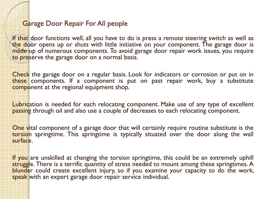 garage door repair for all people